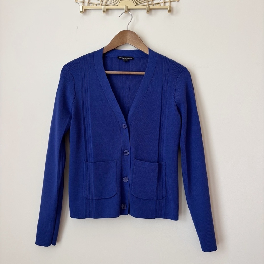Metric Knits Galaxy Blue Cardigan Sweater Large Timeless Workwear - Picture 1 of 8